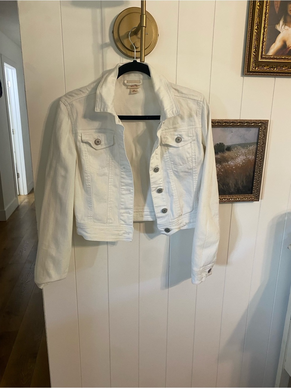 Mossimo Supply Co. White Cropped Denim Jacket